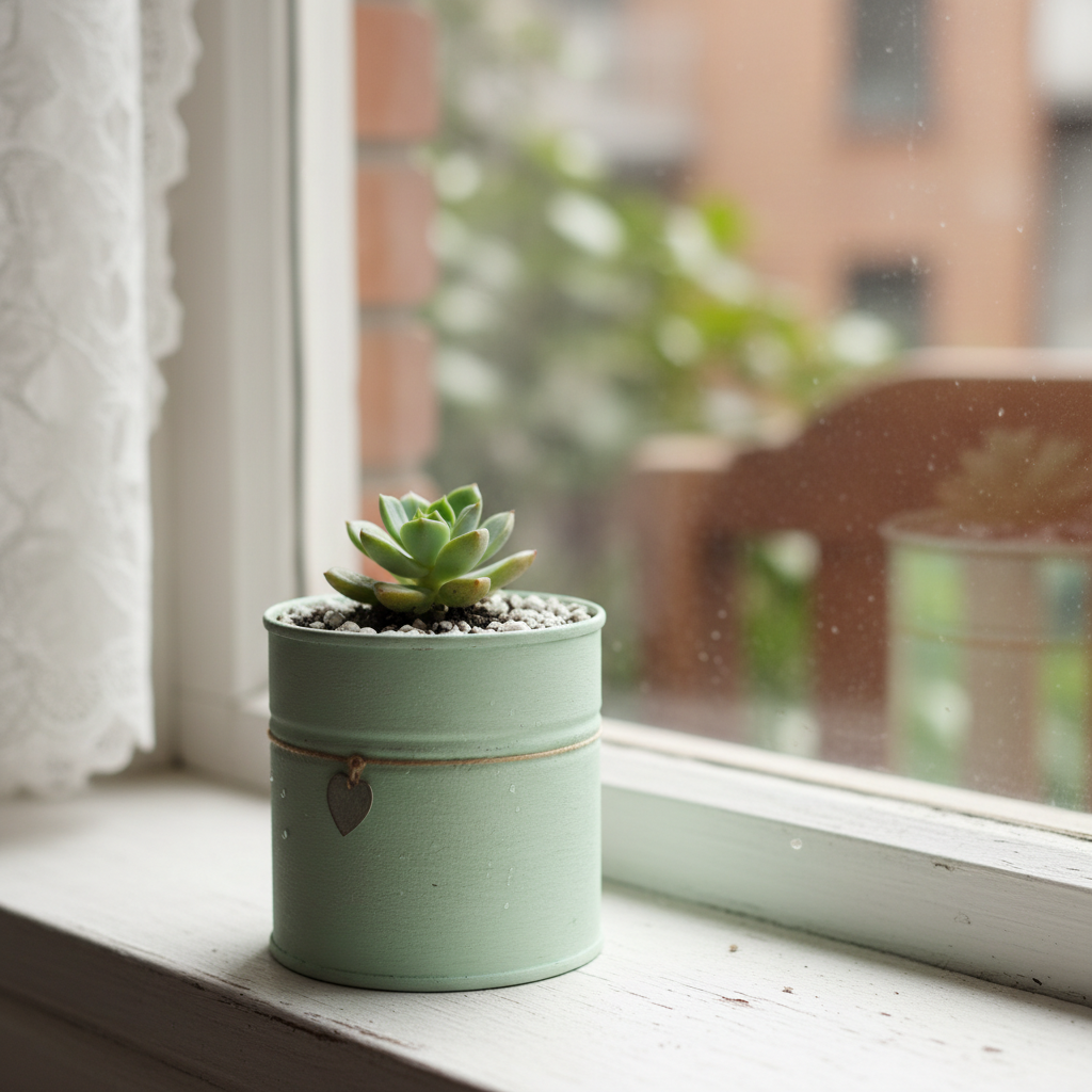 Succulent in upcycled planter